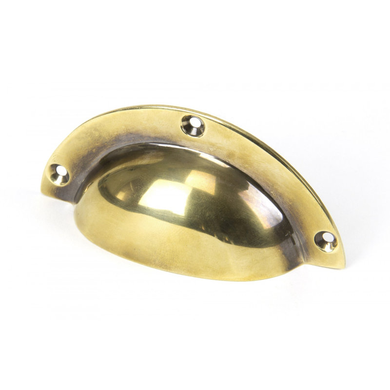 Plain 8.1 cm centre Cup Handle, Aged Brass