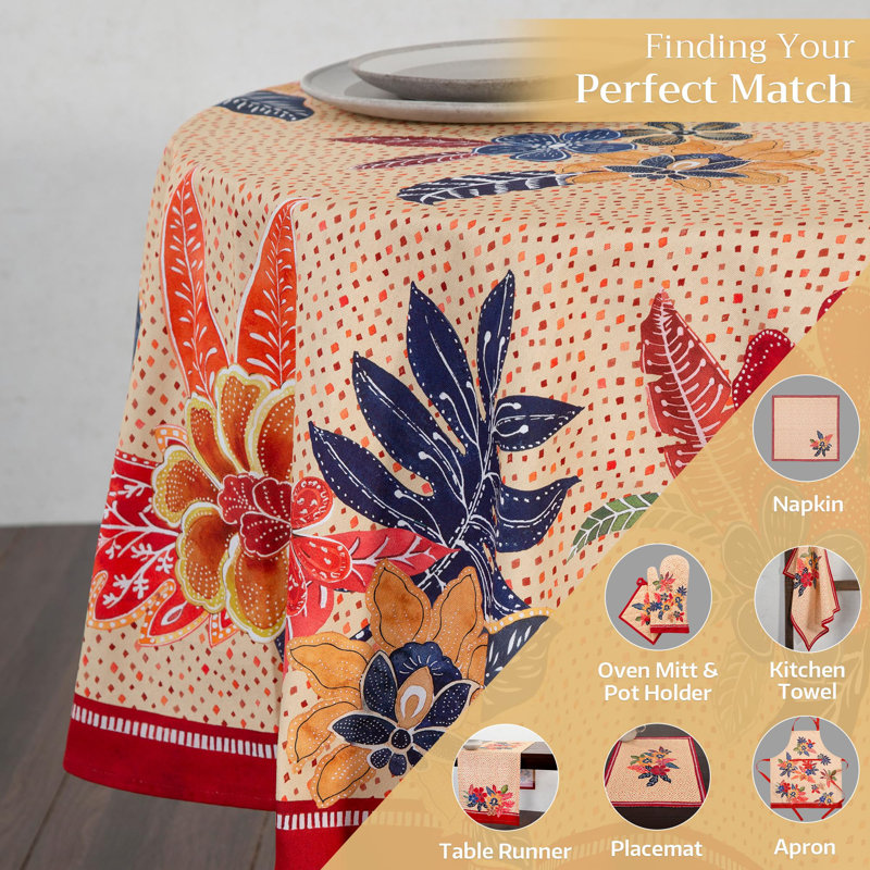 Maison d' Hermine Table Cloth Round Table 100% Cotton 69 Inches Fall Tablecloth Reusable Everyday Use for Thanksgiving Christmas Decorations Dining Farmhouse Party (Kalahari)