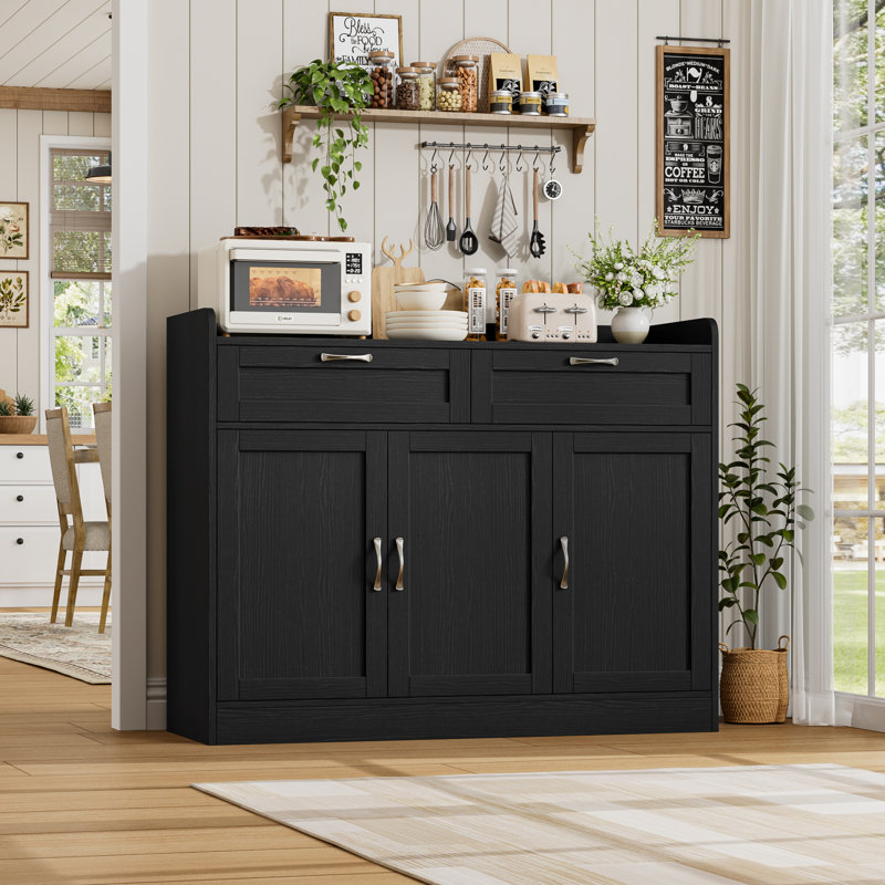 Buffet moderne de 47,2 po avec tablette ajustable Breege, armoire de rangement en bois pour la cuisine, la salle à manger, le salon, gris délavé