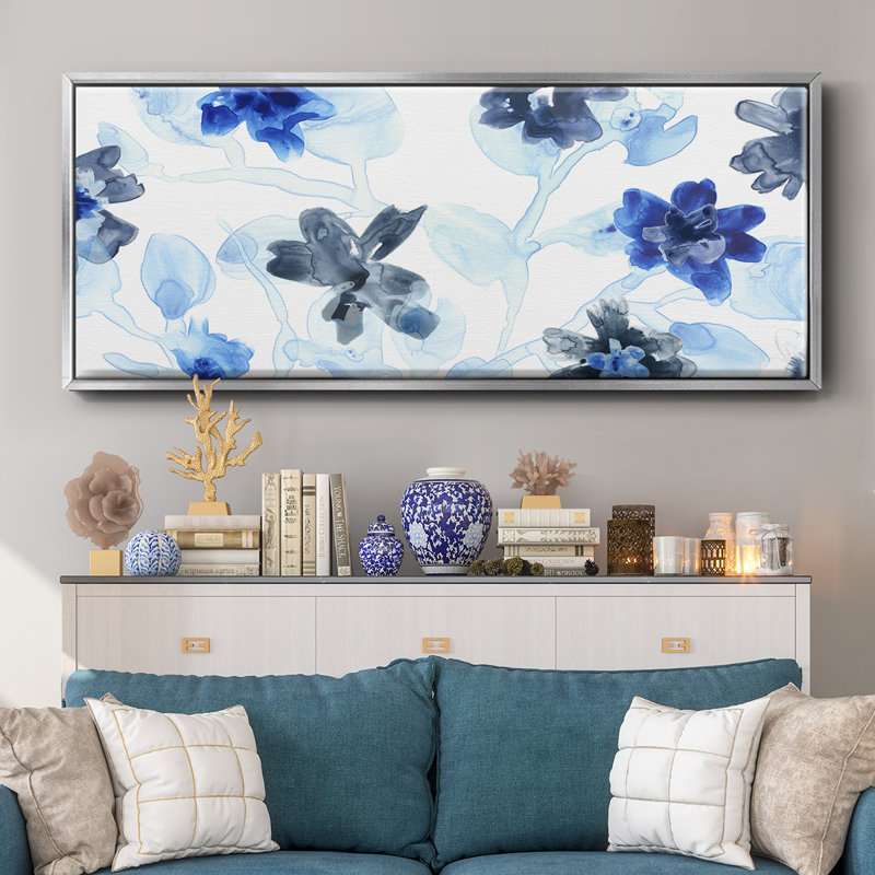 Blue Gossamer Garden - Toile avec cadre en V, H 8 po x l 20 po