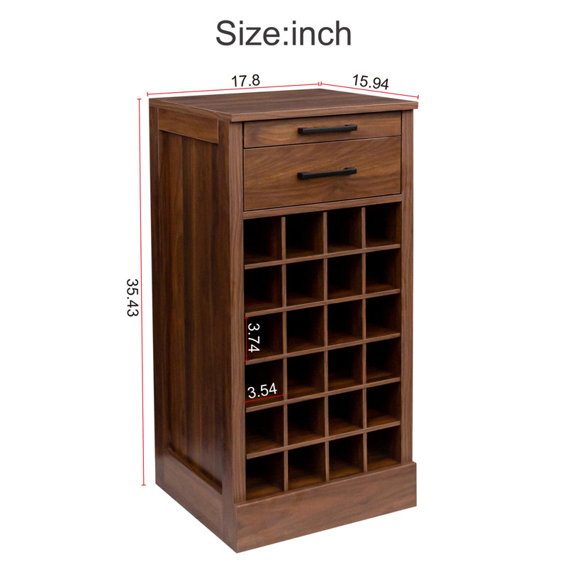 Estrith 15.94'' Wine Bar, Walnut Brown