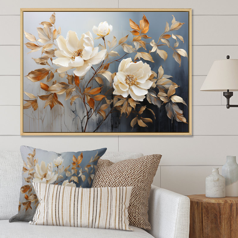 «Blue Mute Botanicals II - Abstract Botanicals», reproduction sur toile, Cadre naturel flottant, H 30 po x l 40 po x P 1,5 po