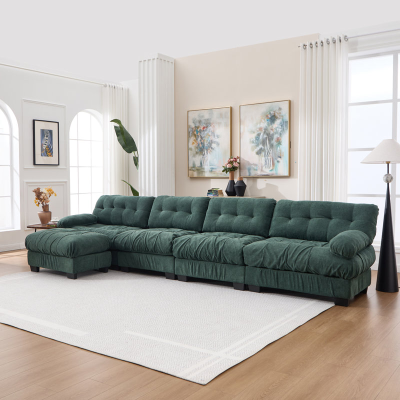 Spacious Deep Seat Sectionals, Wood Modern L Shaped Sofa For Home
