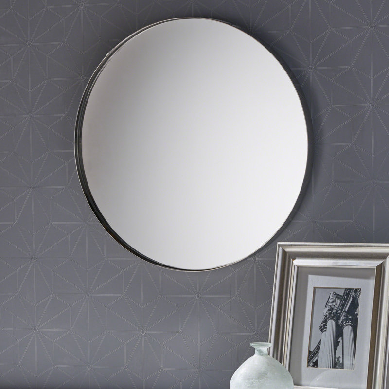 Mensaidas Round Aluminum Frame Mirror, Black, 24" x 24"
