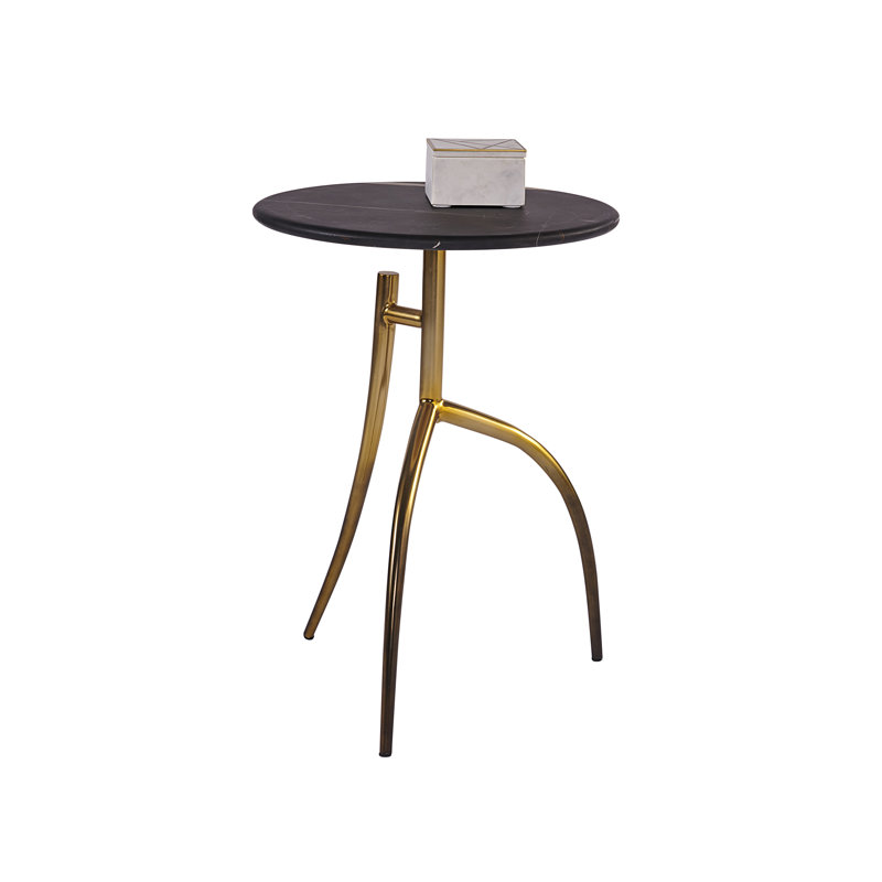 Marble Top End Table - Black