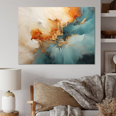 Teal Orange Bold Energy V - Dams, art mural