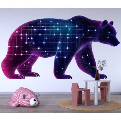 Constellation Bear Wall Art, Nursery Bear Decor, Galaxy Animal Wall Art, Kids Room Decor, Modern Nursery Mural 378Mv