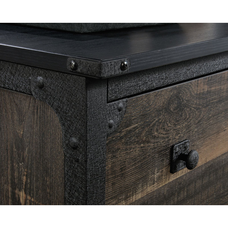 Carbon Oak 2-Drawer Lockable Lateral File Cabinet with Metal Frame
