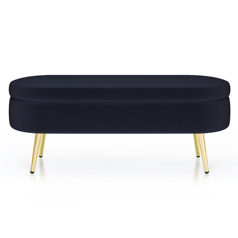 Banc de rangement repose-pieds ovale, Noir, Noir