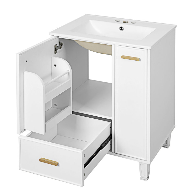 Meuble-lavabo de salle de bain avec lavabo, Blanc