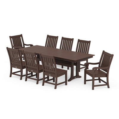 POLYWOOD x Birch Lane Veranda 9-Piece Farmhouse Dining Set with Trestle Legs by POLYWOOD