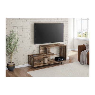 Meuble télé brun avec tiroir de rangement et style Art déco brun
