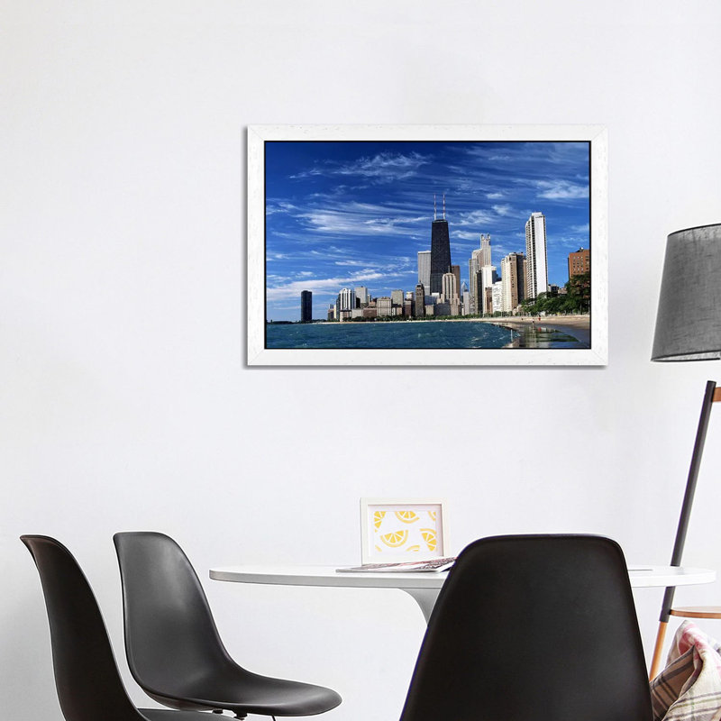 Downtown Chicago - Print on Canvas, White Floater Framed, 101.6 cm H x 66.04 cm W