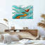 «Blue and Amber Winding River Canyon», art mural en verre coloré-23302265
