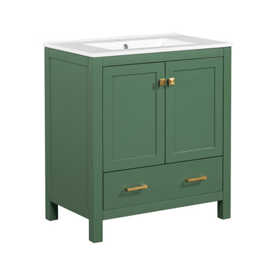 Meuble-lavabo de 30 po - Armoire fonctionnelle avec lavabo encastré et tablettes de rangement pratiques et modernes