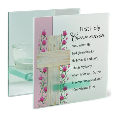 4'' H Glass Tabletop Tealight Holder with Candle Included