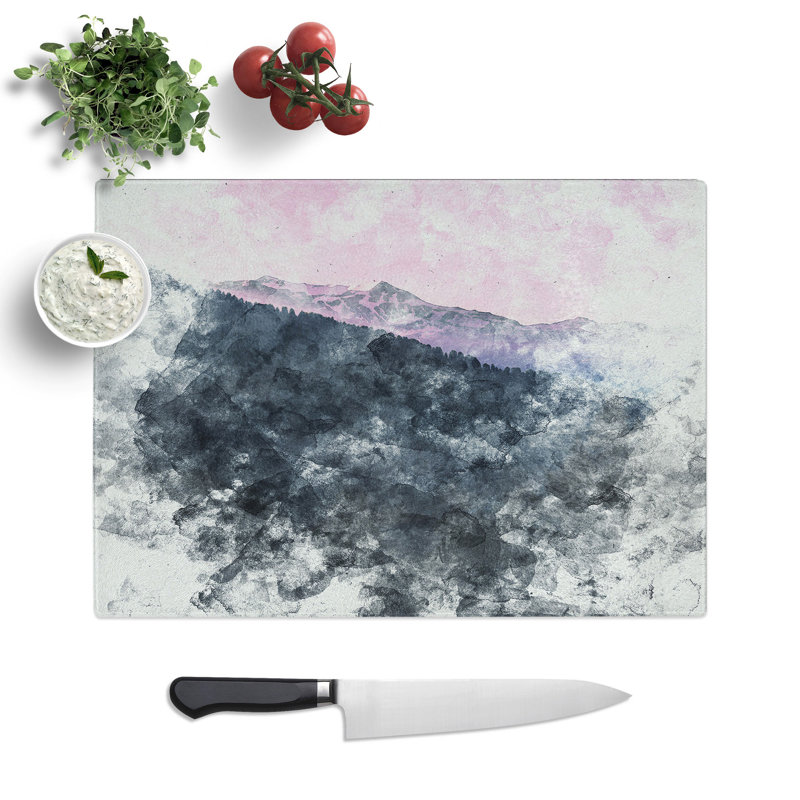 Tempered Glass Purple Sunset Chopping Board, 20 cm x 28.5 cm