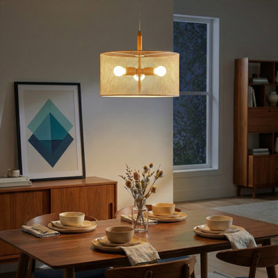 LAMPE PENDENTIF EN CHÊNE ET DORÉ Feuerstein