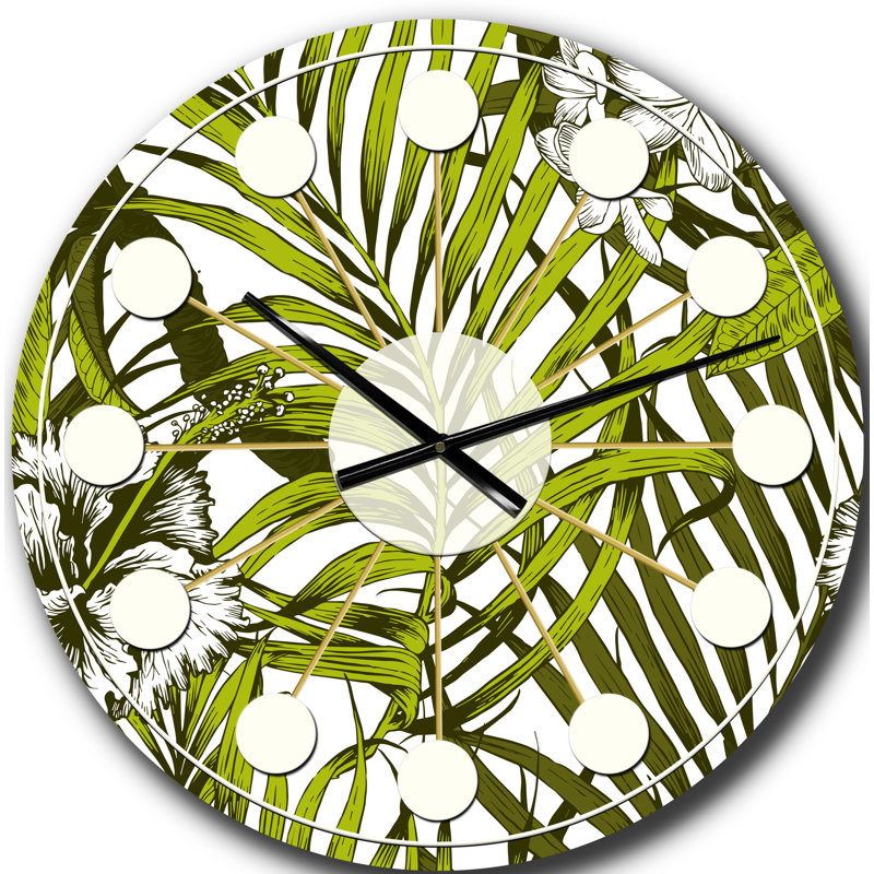 Horloge murale style tropical Mid-Century, Surdimensionné