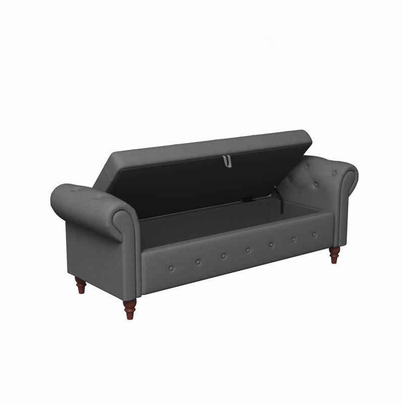 Banc de rangement moderne rembourré, Dark Gray, Dark Gray