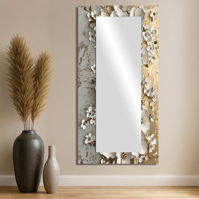 Cream Blossom Of Hydrangea Flowers II - Floral Decorative Mirror Wall Art - Printed On Metal