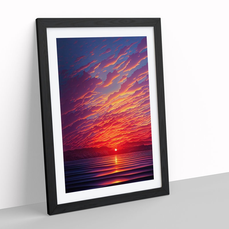 XV1022-4944X Vibrant Ocean Sunset - Print, Black Framed Paper, 66cm H x 48cm W, White