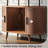 Tall Record Player Stand with Storage, 4-Tier Book Shelf With Curved Storage Cabinet and Sliding Door, CD Storage with Book Stoppers for Living Room, Bedroom, Home Office, Walnut-1373374773