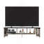 Meuble télé moderne pour téléviseur de 60 pouces, centre de divertissement en bois blanc et naturel avec tablettes de rangement ouvertes pour le salon et console multimédia