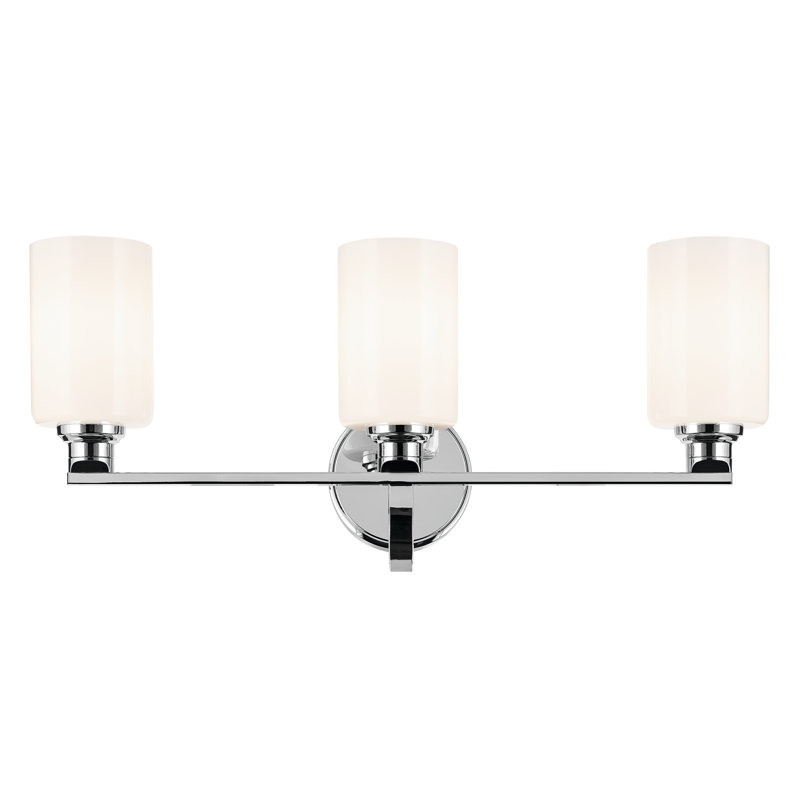 Éclairage pour salle de bain 3 lumières 24,25 po avec verre, Chrome, Opale gravée
