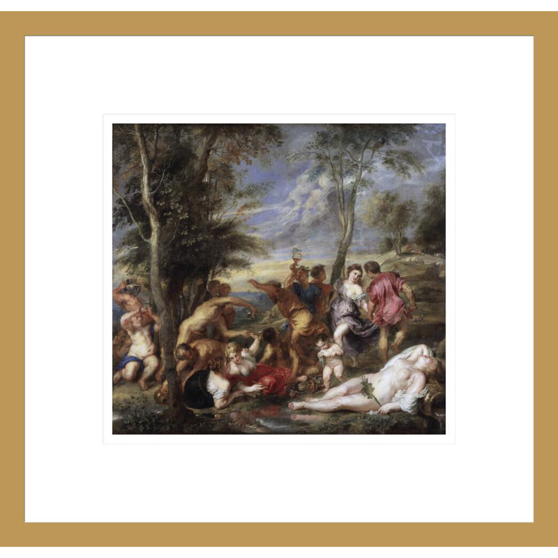 «Bacchanal at Andros» par Peter Paul Rubens, impression giclée encadrée, H 13,75 po x l 14,32 po