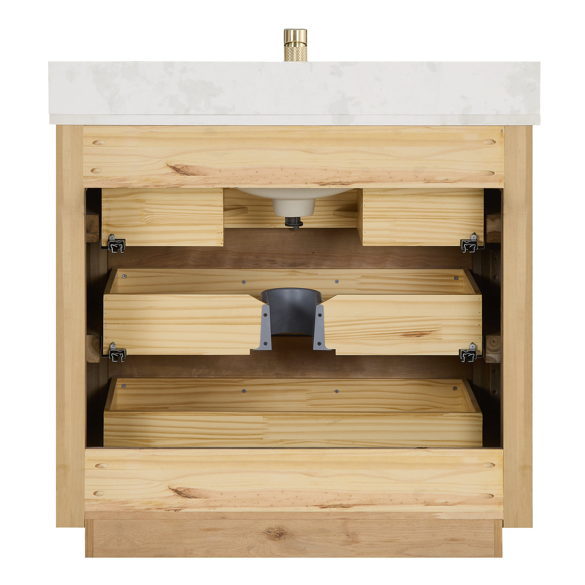 Porto 36'' Single Bathroom Vanity, Gold, Dark Brown Oak