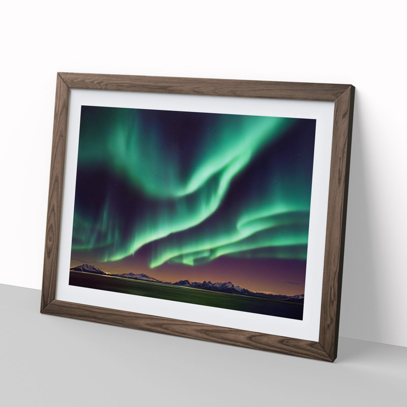 An Amazing Aurora Borealis - Single Picture Frame Print, Walnut, 46cm H x 64cm W x 2cm D