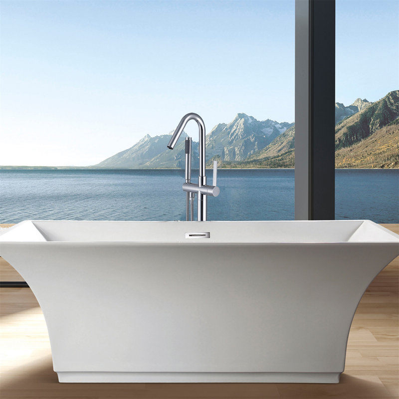 Bec de baignoire fixé au sol, Chrome