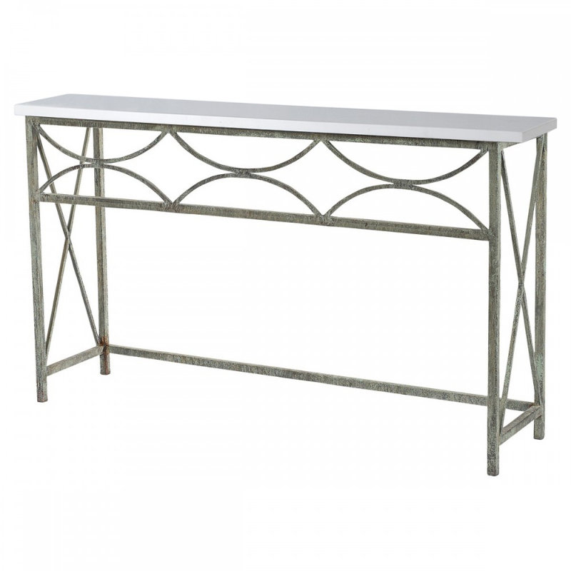 Diamond Console Table, Carrera Marble, Deep Ocean