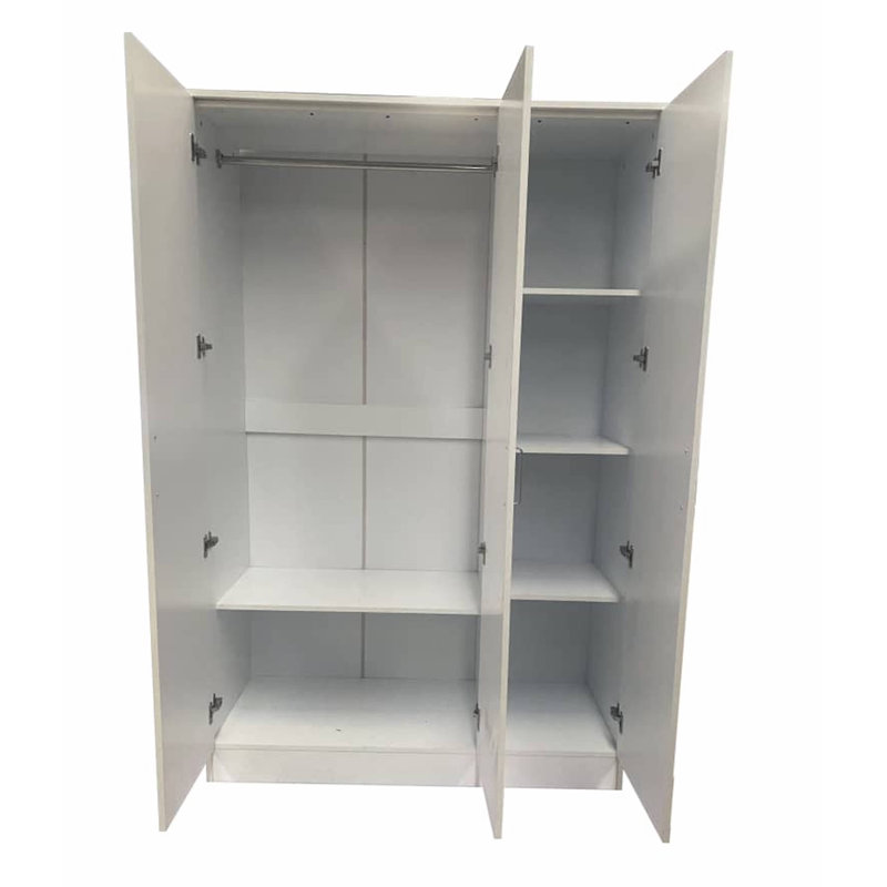 Laaiqah 3 Door Manufactured Wood Wardrobe, White