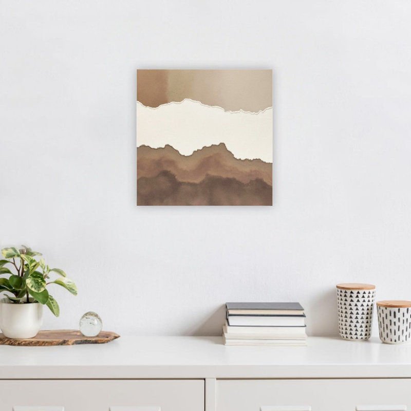 «Brown Soft Neutral Horizon», impression sur toile abstraite de qualité supérieure, art mural moderne 24 x 24 po