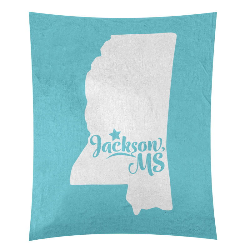 Tapisserie murale Jackson Mississippi, H 60 po x l 51 po, Bleu sarcelle