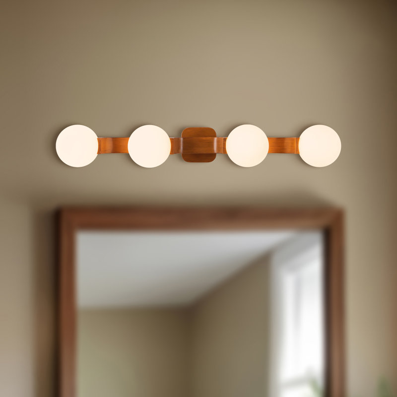 Briar 34-in Gold Bathroom Vanity Light, Walnut