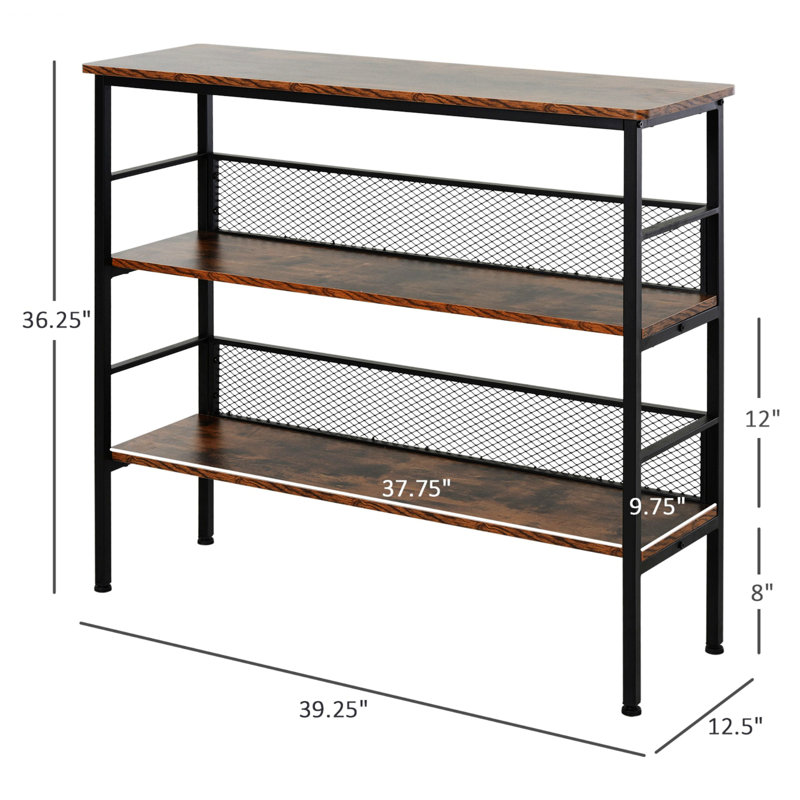 3-Tier Console Table With Adjustable Feet