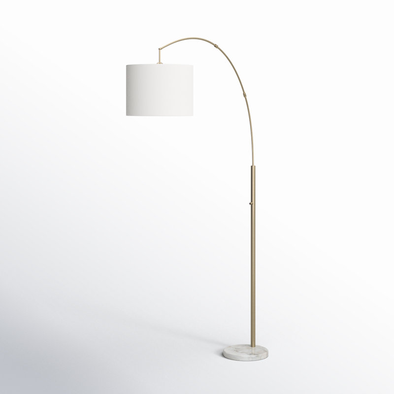 Lampe sur pied arquée 73,5 po Felice, Laiton antique, Blanc cassé