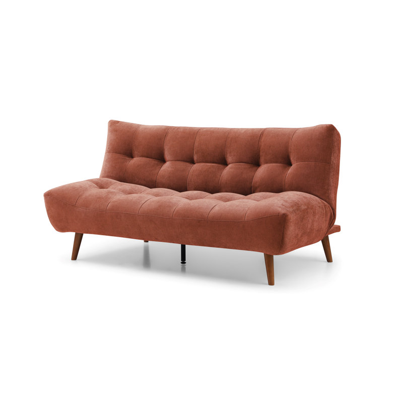 Akil  3 Seater Chenille Sofa Bed, Walnut, Orange