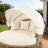 Outdoor Patio Rattan Round Daybed with Retractable Canopy