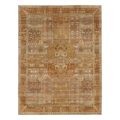Handmade Silk and Wool Geometric Area Rug