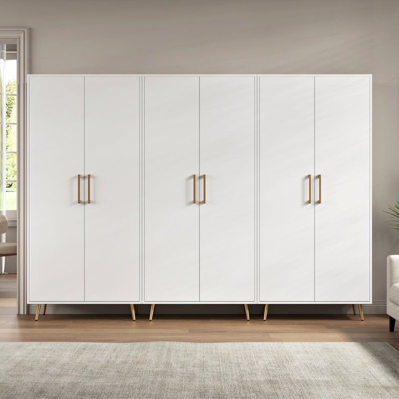 75" Kitchen Pantry,Wood Storage Cabinet with Adjustable Shelves, White