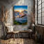 Reproduction d'art sur toile, "Aigle chauve majestueux" gracieusement à travers un ciel vibrant rempli de nuages dorés moelleux illuminés par un radiant-629332510