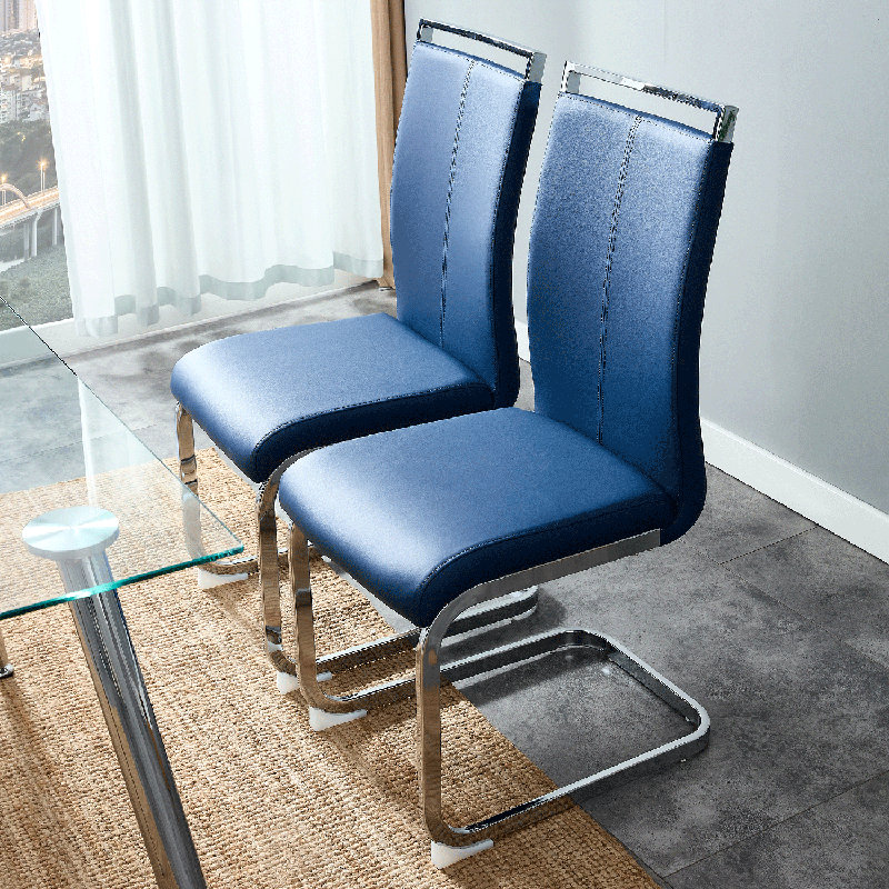 Chaise de salle à manger moderne Devlyn, 2, Bleu, Argentée