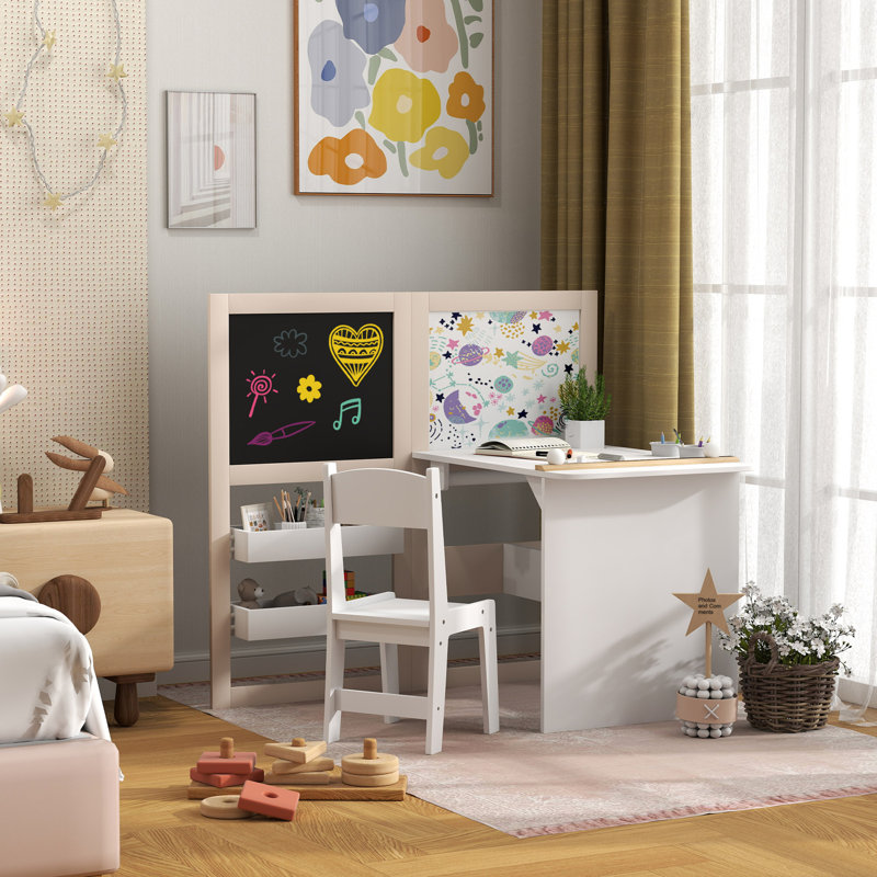 Ensemble de table et de chaises pour enfants 3 en 1 avec tablettes de rangement