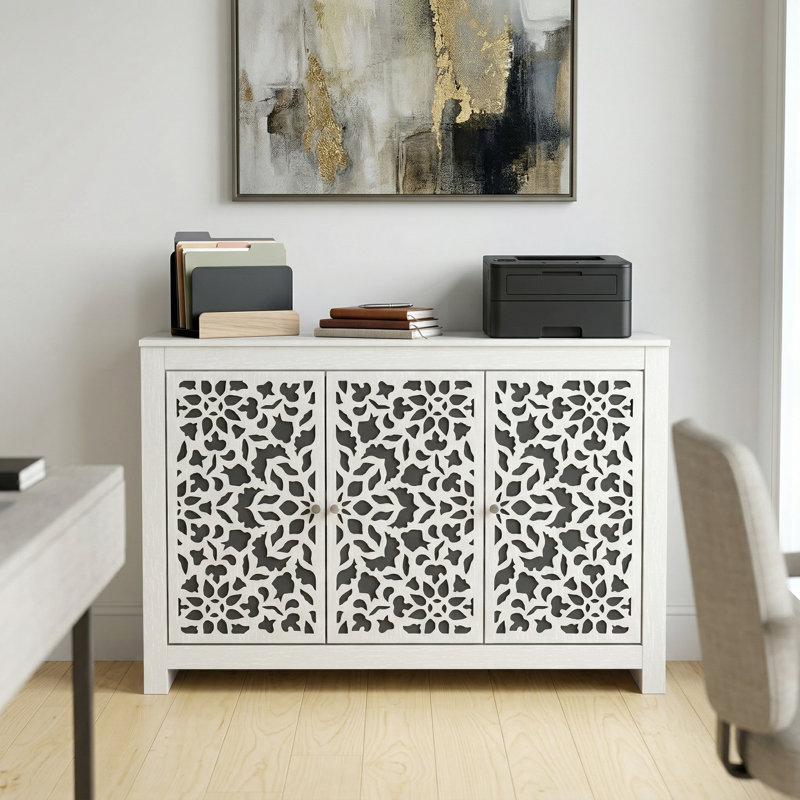 Culbreath Arrastia 3 Door Wide Sideboard, Pearl White Oak, Barli