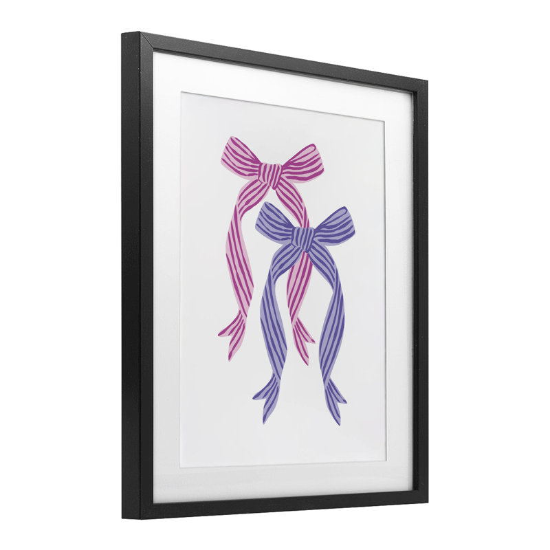 Imprimé sous verre à double nœud rose et mauve, design par Krissy Mast, Cadre noir minuit, H 16 po x l 13 po
