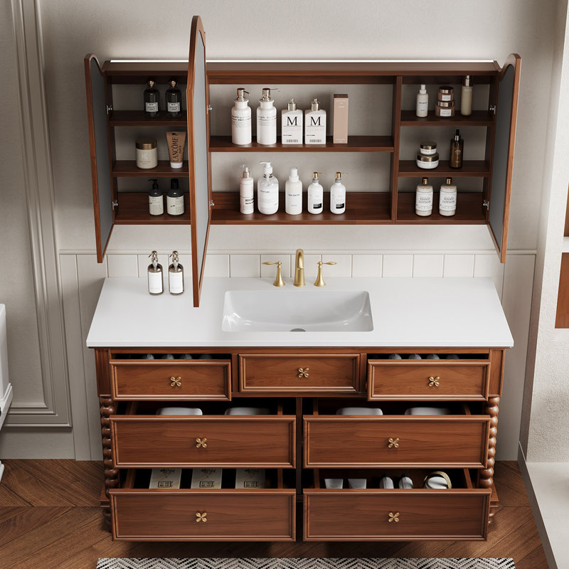 Armoire de salle de bain américaine, Brown, H 32,3 po x l 51,2 po x P 21,7 po